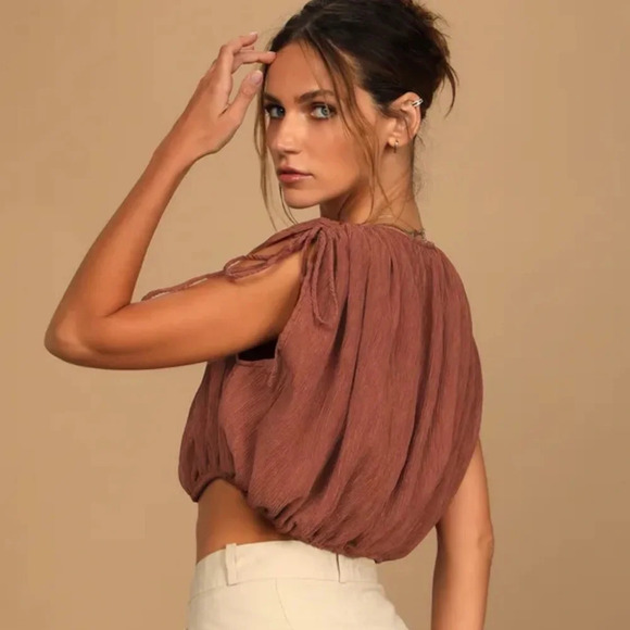 Lulus Fall Crop Top Western Rodeo Casual Transition Rust Brown Festival Boho XS - Picture 6 of 12